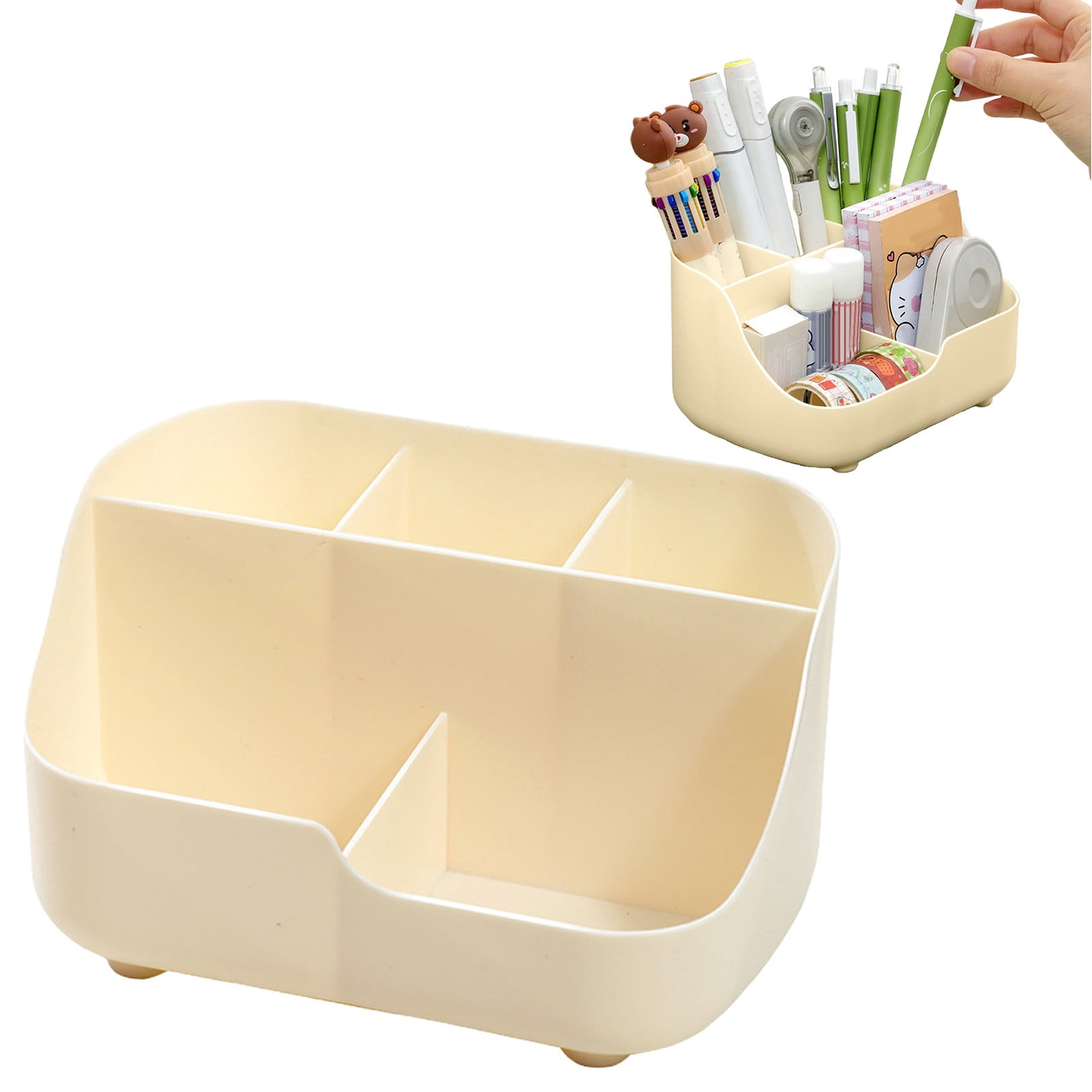 Small Versatile Desk Organizer Tray with Multiple Compartments, Art Accessory Caddy, Home Storage Holder for Pens, Brushes, Makeup, Compact And Lightweight, 4 Pcs