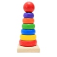 thumbnail image 1 of Wooden Stacking Ring Tower High Tower Building Blocks Rainbow Blocks Children Kids Educational Toys, 1 of 1
