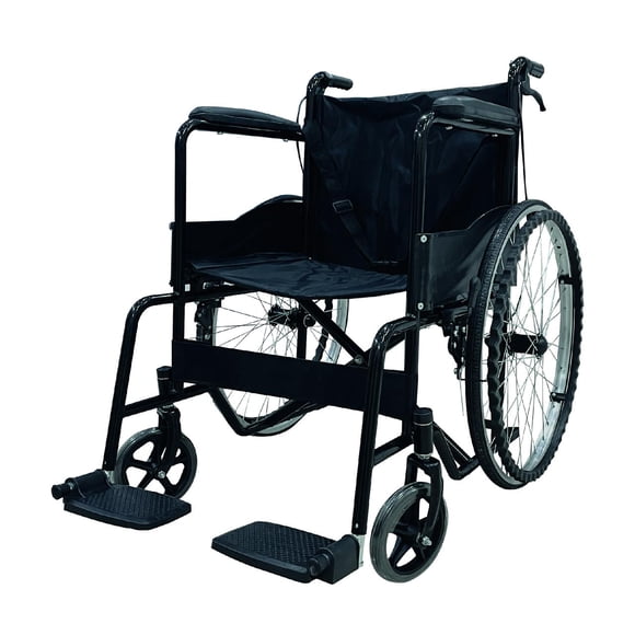 Silla de Ruedas Manual Hermed Negra Estandar De Acero En Terminación Cromada