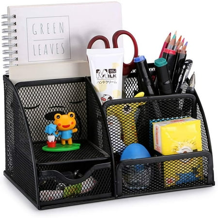 6 Components Office Supply Holder Metal Mesh Desktop Supplies Organizer ...