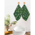 thumbnail image 2 of St Patrick's Day Kitchen Dish Towels for Drying Dishes Set of 2, Watercolor Shamrock Leaf Retro Dark Green Waffle Weave Microfiber Hand Tea Bathroom Towels Quick Dry & Absorbent Towel 12x12, 2 of 7