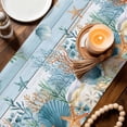 thumbnail image 3 of Blue Coastal Table Runner 90 Inches, Summer Beach Starfish Shell Coral Nautical Bed Runner Dresser Scarves Tabletop for Indoor Outdoor Parties/Ceremony/Banquet, 13" x 90", 3 of 8