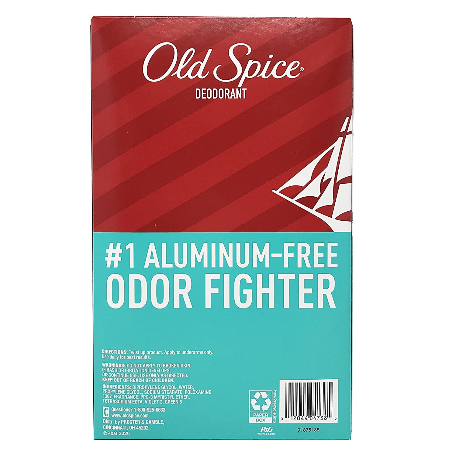 Old Spice, Deodorant, 2.4 Oz, High Endurance Aluminum-Free Pack of