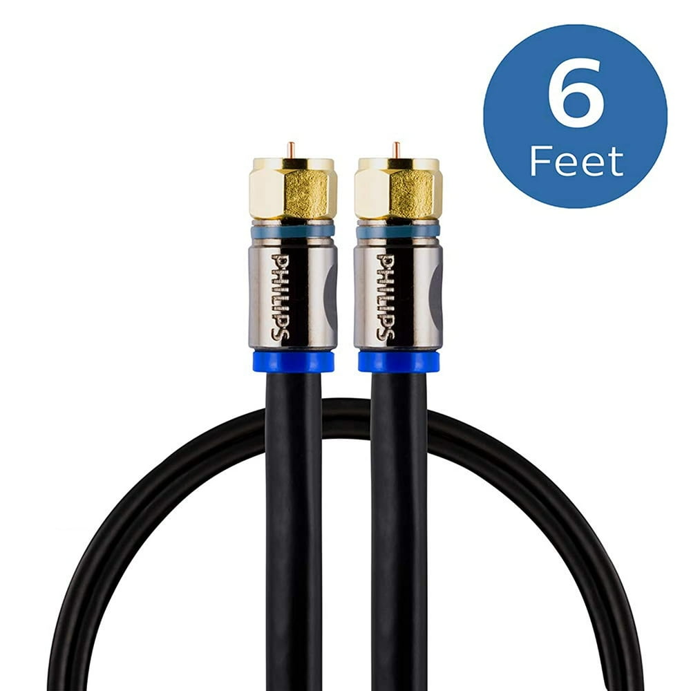 Philips RG6 Quad Shield Coaxial Cable, 6 ft. inWall Rated, Ideal for