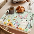 thumbnail image 3 of Easter Placemats Set of 4 Spring Watercolor Bunny Eggs Tulip Wooden Grain Teal Place Mats Indoor Wipeable Table Mats Washable Dining Table Placemats for Kitchen Holiday Party Home Decor 13x19 Inch, 3 of 9