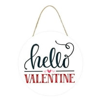 Hello Valentine's Day Welcome Door Sign 11”x11” Valentines Day Decorations Door Hanger Rustic Wooden Hanging Wall Plaque Sign Valentine Wreaths for Front Door Porch Farmhouse Housewarming