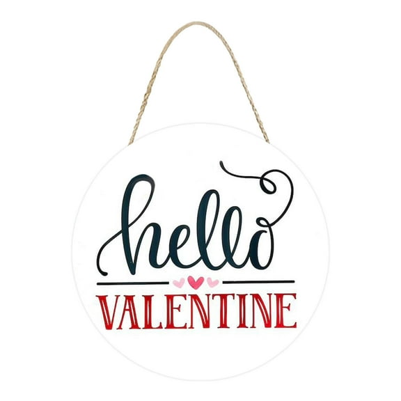 Hello Valentine's Day Welcome Door Sign 11”x11” Valentines Day Decorations Door Hanger Rustic Wooden Hanging Wall Plaque Sign Valentine Wreaths for Front Door Porch Farmhouse Housewarming