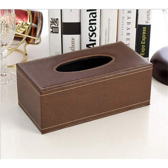 Leather Tissue Box Holder - Waterproof Rectangular Tissue Box Cover Vintage Napkin Paper Holder for Home,Office&Car Decor