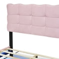 thumbnail image 3 of Full Size Velvet Platform Bed with LED Lights, Upholstered Platform Bed Frame with Metal Legs and Slats Support, No Box Spring Needed, Pink, 3 of 8