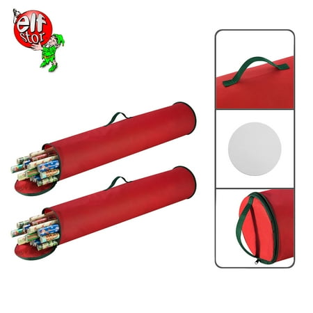 Elf Stor 2-Pack Christmas Gift 40.5 inch Wrapping Paper Wrap Storage Bag Red Stand