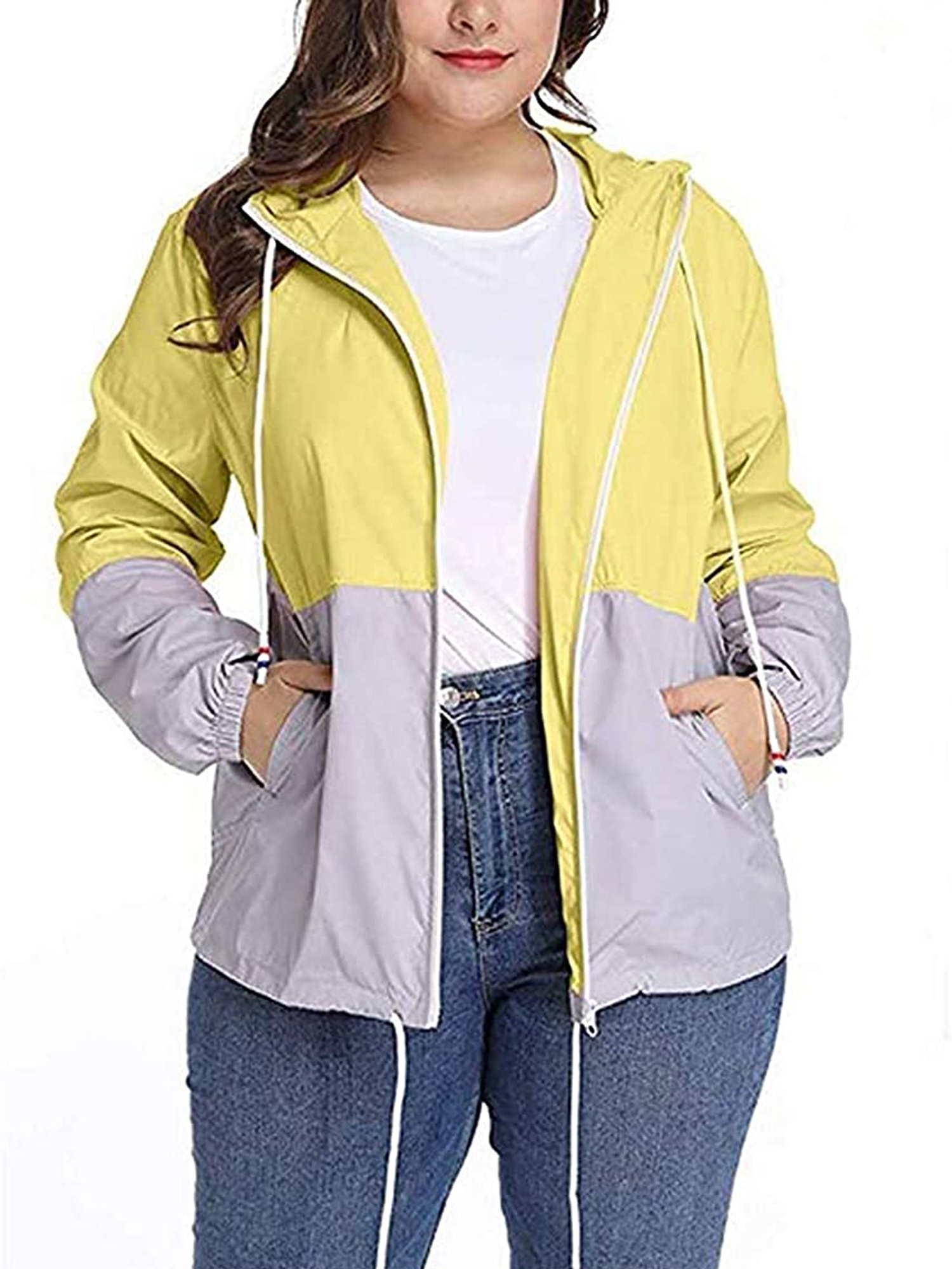 Springcmy Women´s Waterproof Raincoat Outdoor Hooded Rain Jacket Windbreaker - image 4 of 4