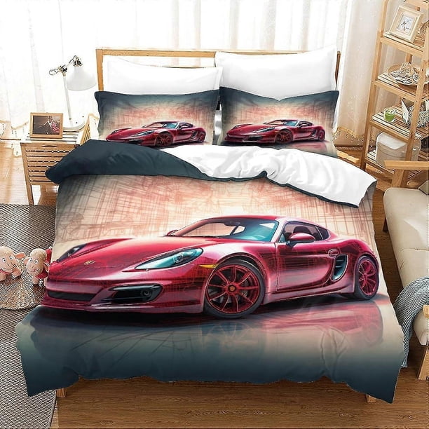 Porsches 911 Collection Bedding Sets Patterned Soft Anti-fade Breathable 3D Printing Colourful Sports Cars Duvet Cover Set Fashionable Design, Suitabl
