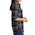 thumbnail image 4 of Mafoose Flannel Shirts For Women Plaid Jackets Long Sleeve Button Down Grey/ Black Small, 4 of 6