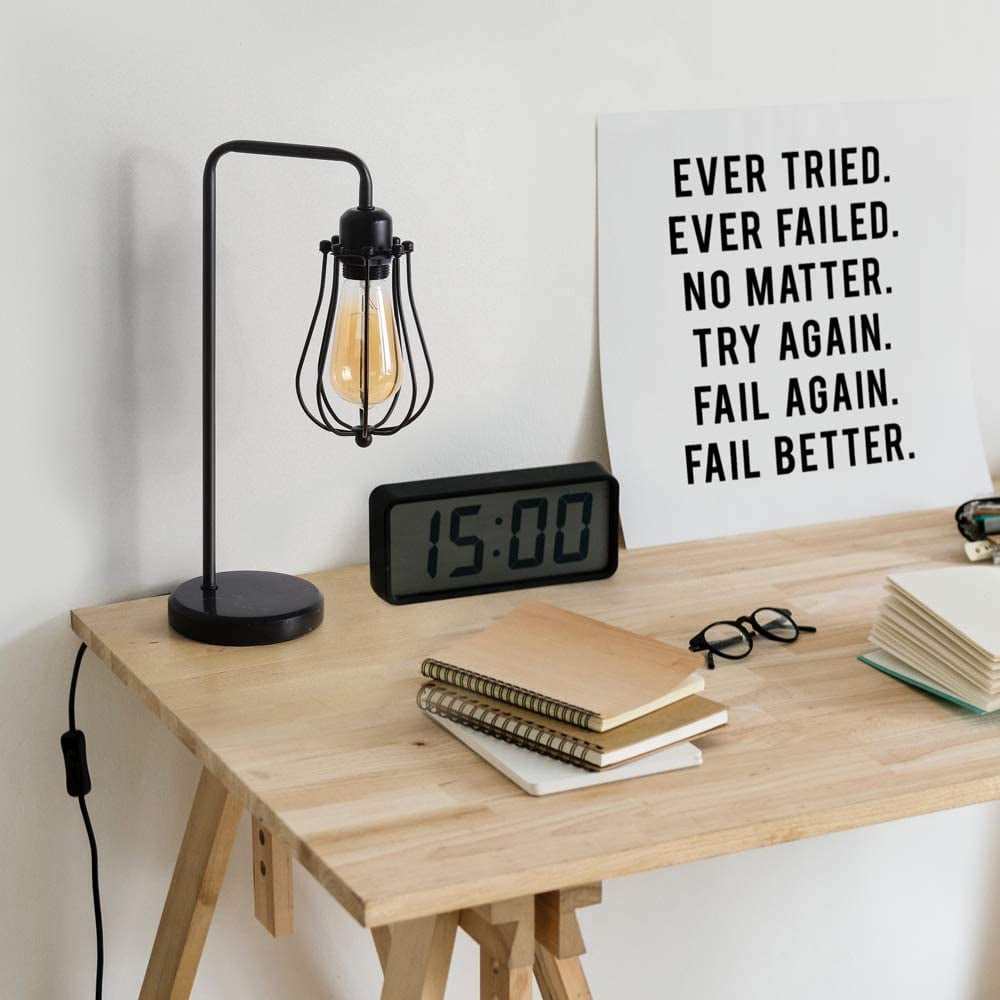 Modern Table Desk Lamp Nightstand Lamp Black Bedroom Dorm Office