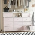 thumbnail image 5 of PUKAMI 72" Long Dresser for Bedroom, 13 Pink Fabric Drawers Dresser for Girls Closet, Wide Chest of Drawers with Two Open Shelves, Large TV Stand for 70,80 Inch TV, Wood Top, Pink, 5 of 16