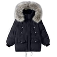 thumbnail image 4 of TFEOQRY Women's Cotton Padded Coats Solid Color Cotton Jacket with Pockets Long Sleeves Zippered Top Black, 4 of 4
