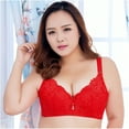 thumbnail image 3 of Bigersell Women's Seamless Sports Bra Women Solid Lace Push-up Bra Underwire Underwear Big & Tall Size Padded Bralettes for Female, Style 6049, Red 44C, 3 of 5