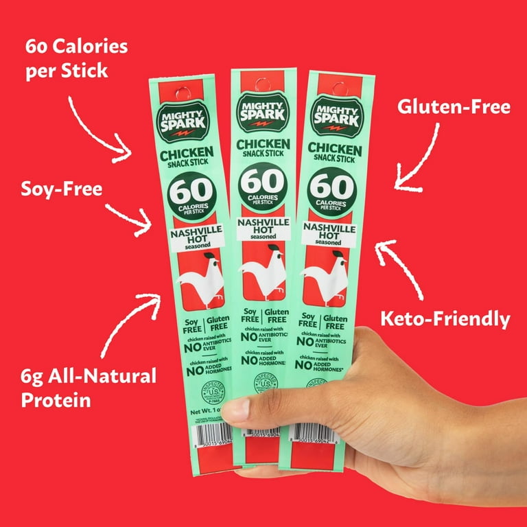 Mighty Spark Chicken Sticks Nashville Hot - Healthy Snacks for