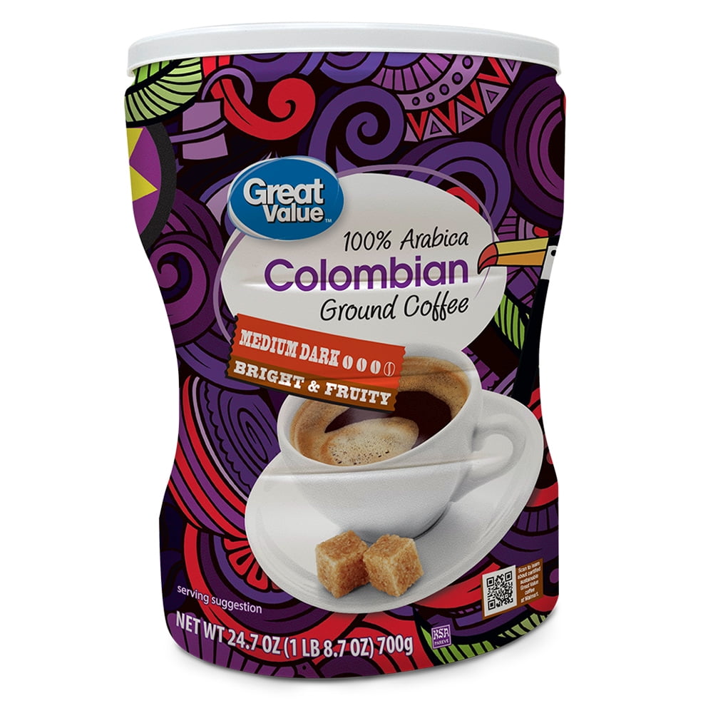 Great Value 100 Arabica Colombian Ground Coffee, MediumDark Roast, 24.7 oz