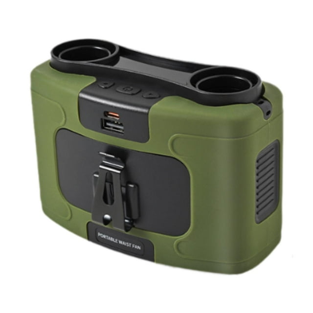 Ventilador de cintura portátil, ventilador de refrigeración multiusos, resistente, ligero, con carga USB, pequeño ventilador para pesca, actividades Verde 10000mAh