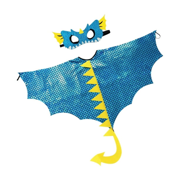 Capa de dinosaurio para niños, capa de dragón, disfraz cómodo para festivales azul