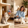 thumbnail image 7 of FEOLGEHLY Hanging Cotton Rope Ball Cat Toy - Natural Braid Cat Teething Toy for Chewing, Cage-Mountable Interactive Cat Chew Toy for Indoor Cats, Washable Orange (Orange), 7 of 7