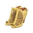 thumbnail image 5 of Delicious BK59 Women Leatherette Peep Toe Strappy Caged Chucky Heel Ankle Bootie Sandal, 5 of 5