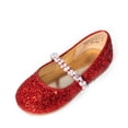 thumbnail image 1 of Zapatos planos para niñas pequeñas DREAM PAIRS SERENA con correa de perlas rojas, 1 of 8