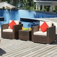 thumbnail image 2 of Gymax Ensemble de Mobilier d'Extérieur en Rotin pour Patio 3 Pcs avec Canapé Coussiné et Table Basse, 2 of 10