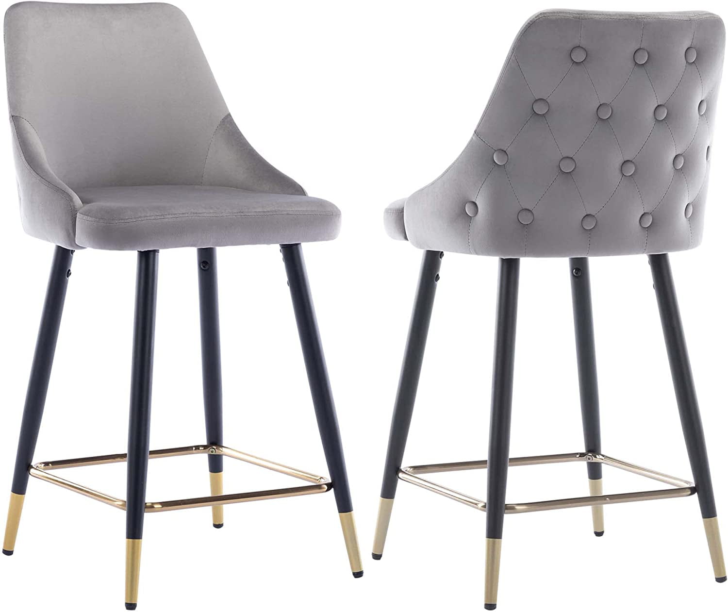 Houston Round Upholstered Velvet Bar Stools Set of 2 - DUHOME – Duhome  Furniture