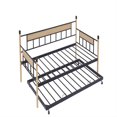 thumbnail image 5 of PORKISS Daybed, Steel & Wood Daybed with Trundle and Metal Frame, Modern Sofa Bed with Twin Size Frame, Classical Metal Daybed for Bedroom, Apartment, and Living Room, Natural & Black, 5 of 11