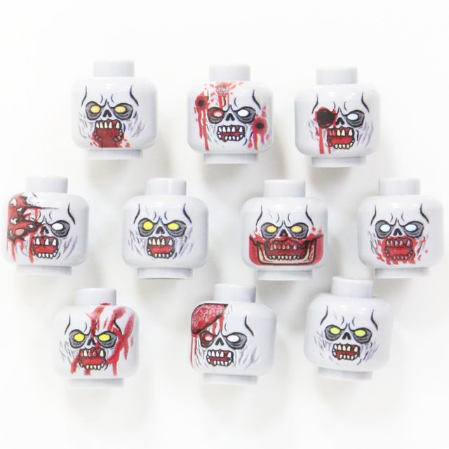 Pack de 10 cabezas de zombie BrickTactical para minifiguras V5