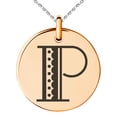 thumbnail image 1 of Stainless Steel Letter P Initial Metro Retro Monogram Engraved Small Medallion Circle Charm Pendant Necklace, 1 of 1