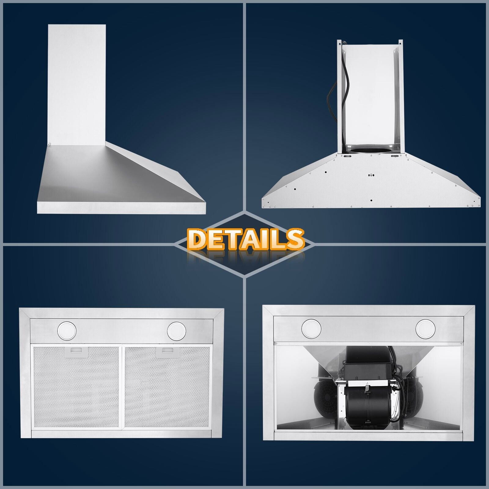 Wall Mount Range Hood 30 inch Stainless Steel Stove Hood Ducted Ductless Vent Hood Touch Control Hood