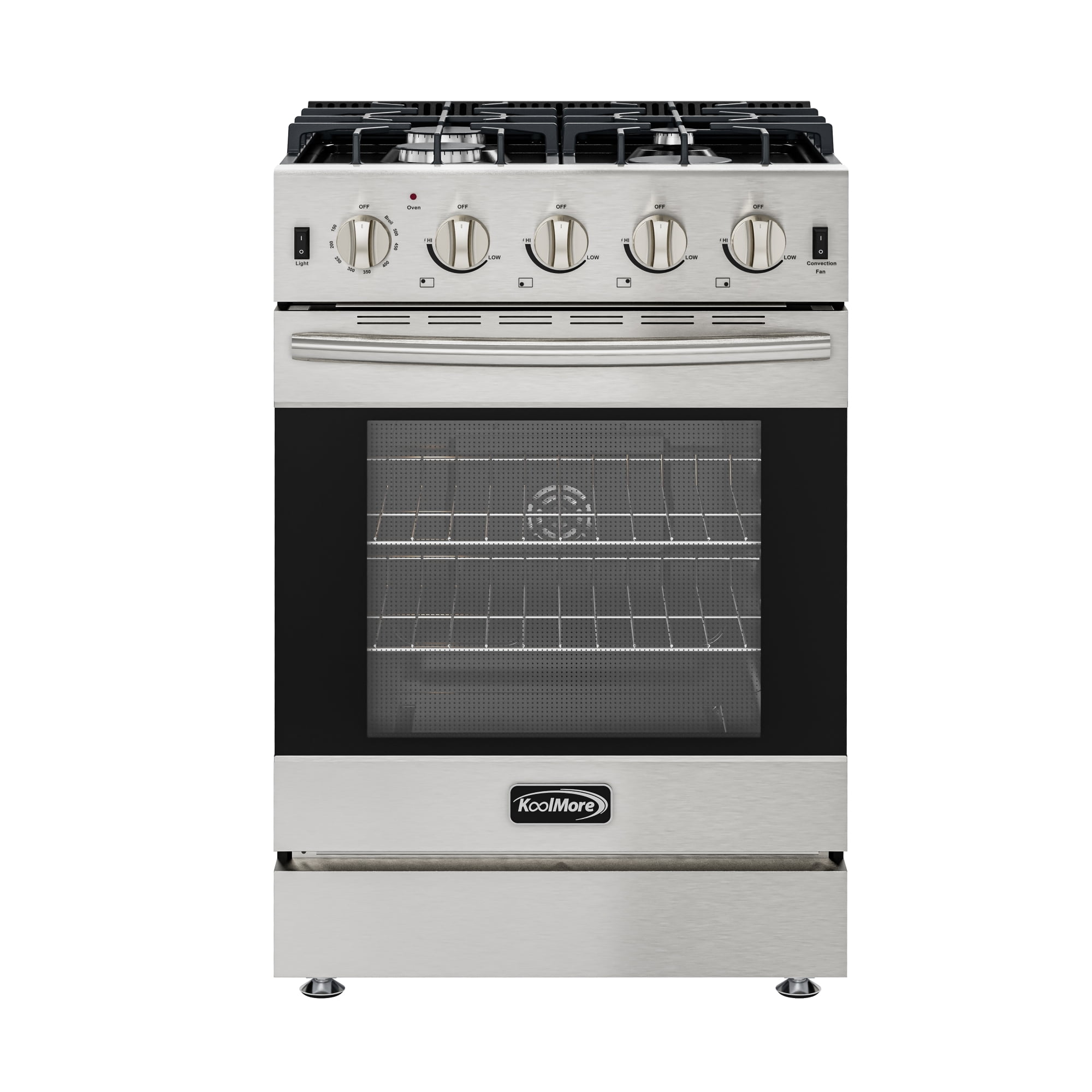 24 in. 4-Burner Slide-in Gas Range Oven, 3.7 cu. ft. in Stainless-Steel (KM-SGR24-SS)
