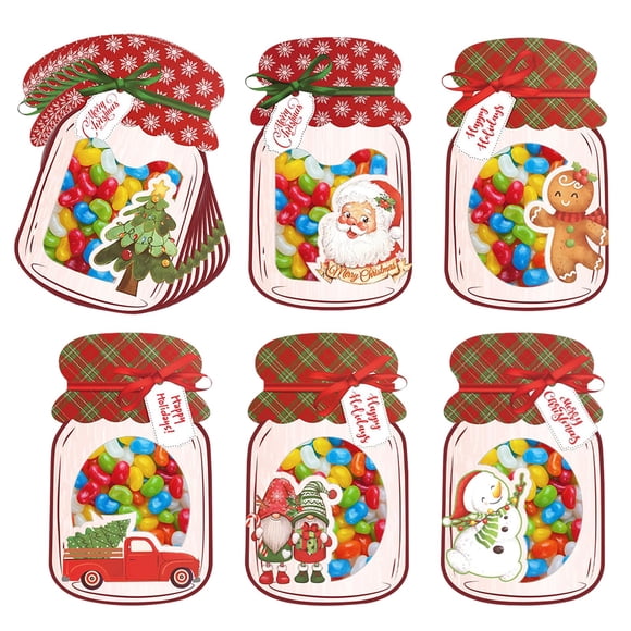 Whiosyrt Set de 48 recuerdos navideños con tarjetas tipo frasco Mason