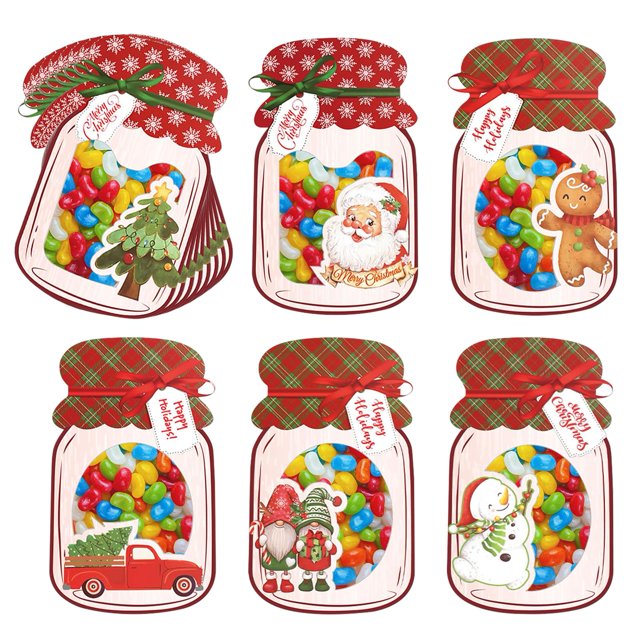 Whiosyrt Set de 48 recuerdos navideños con tarjetas tipo frasco Mason