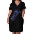 thumbnail image 2 of Vestido holgado de schnauzer gigante para mujer traje de baile con bolsillo vestido de noche de verano, 2 of 6