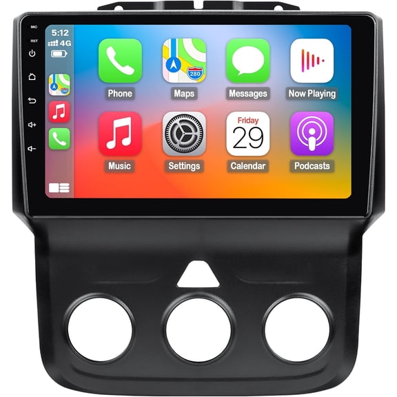 Car Stereo for Dodge RAM 1500 2500 3500 2013 2014 2015 2016 2017 2018 with Wireless CarPlay and Android Auto,9'' Android 13 Touch Screen Radio Replacement,2G Ram 32G ROM(Only fit Manual AC)