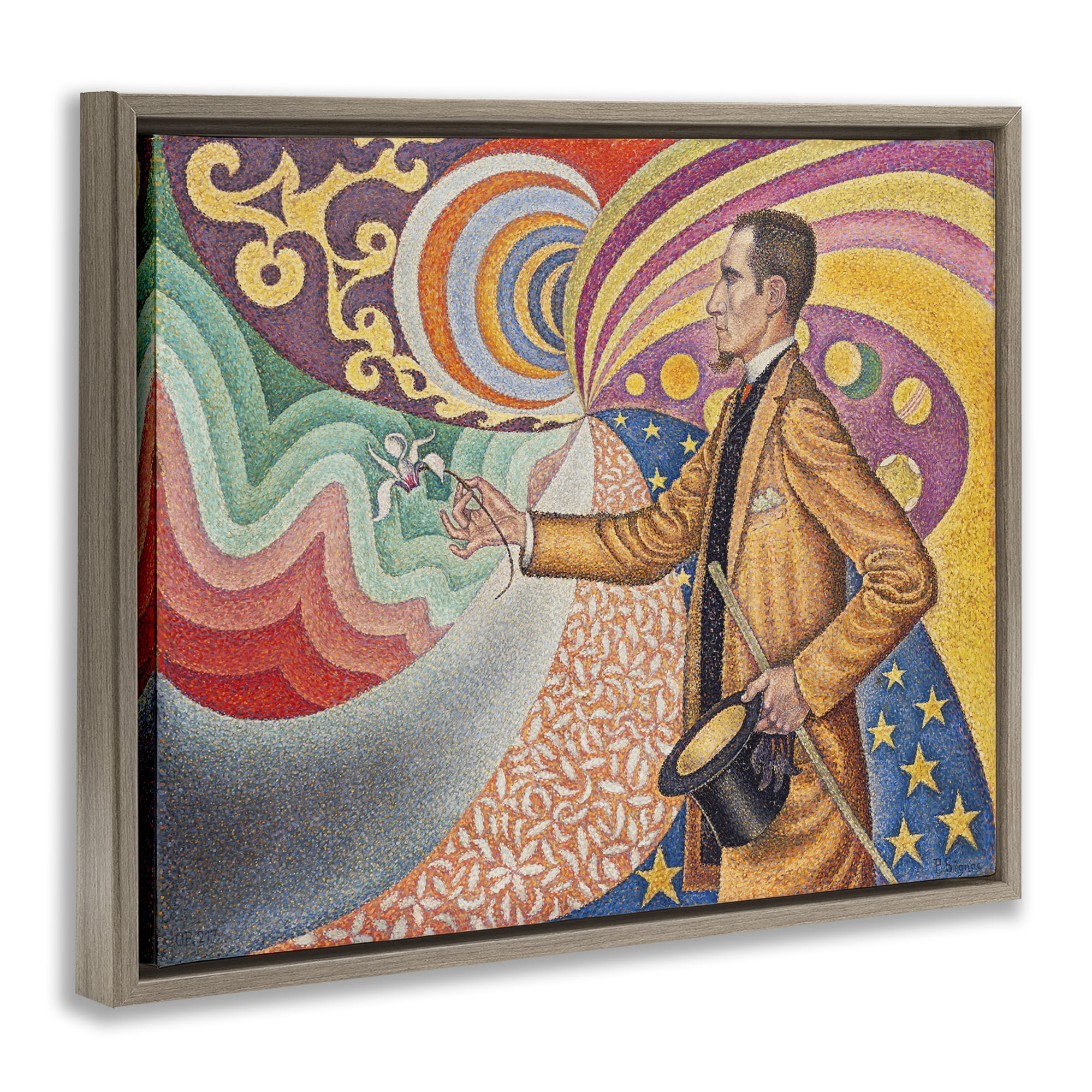 Stupell Industries Classical Georges Signac Painting People Painting Brown Floater Framed Canvas Art Print Wall Art, 31 x 25