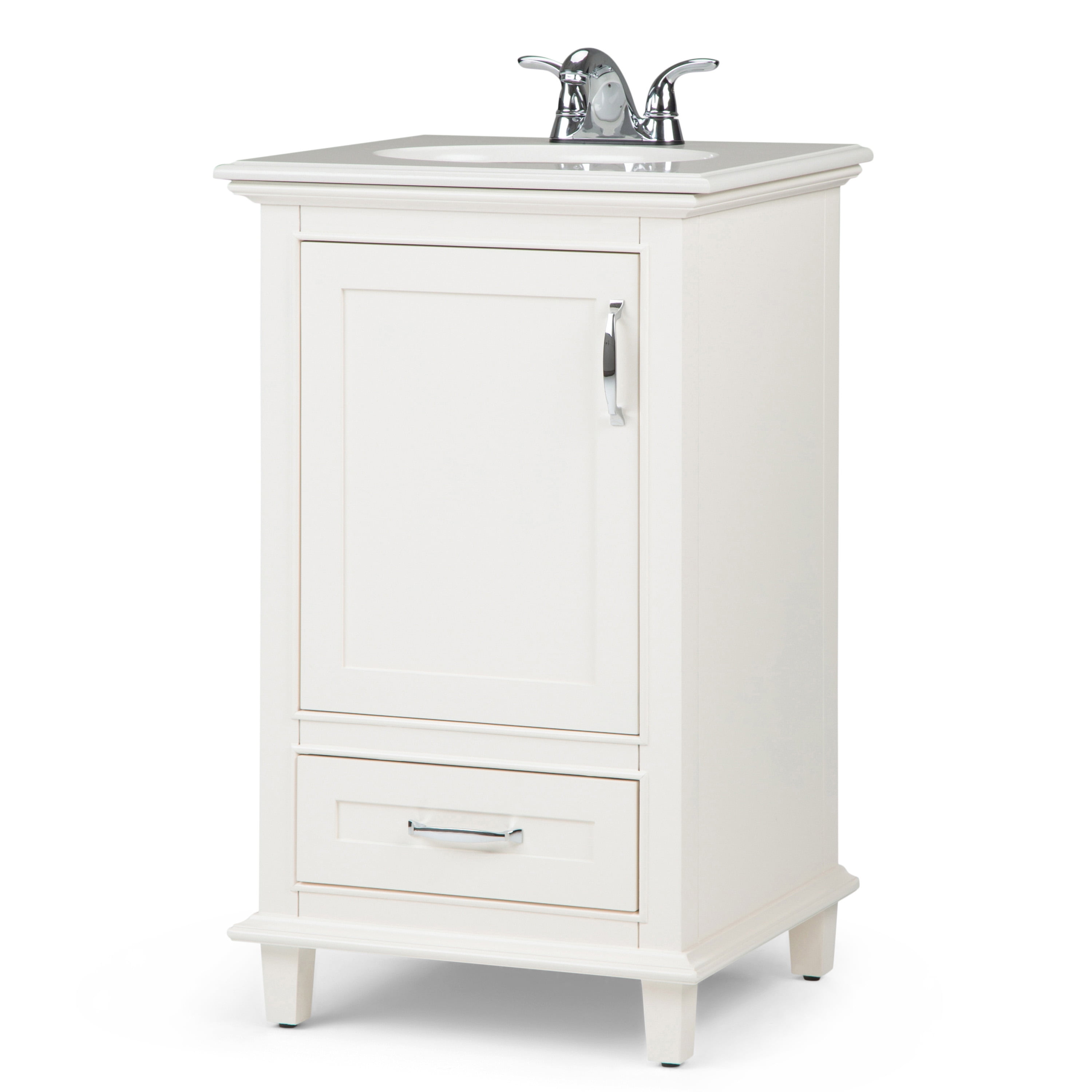 Brooklyn Max Homer 20 Inch Traditional Bath Vanity In Soft White With Bombay White Engineered Quartz Marble Top Walmart Com Walmart Com