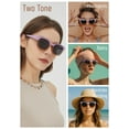 thumbnail image 4 of Leafael Polarized Sunglasses Women's Trendy Two Tone Retro Design, 100% UV Protection, Classic Purple Square, Casual & Active, 4 of 6