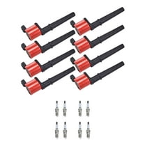 Set of 8 Red ISA Ignition Coils and Autolite Spark Plugs Compatible with 2005-2006 Ford GT 5.4L Replacement for UF191