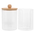 thumbnail image 1 of OULII Pot Rond de Cotons-Tiges Support de Cotons-Tiges Transparent 1ensemble, 1 of 8