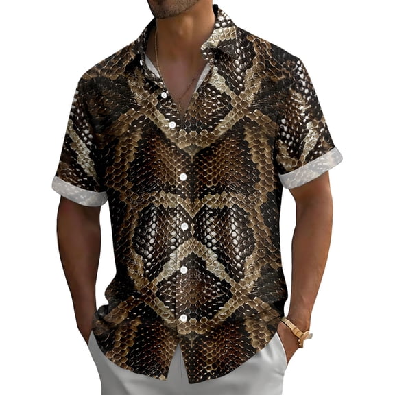 adaychics Men Hawaiian Shirt Animal Print Short Sleeve Summer Button Down Beach Shirts Trendy Clothes for Travel