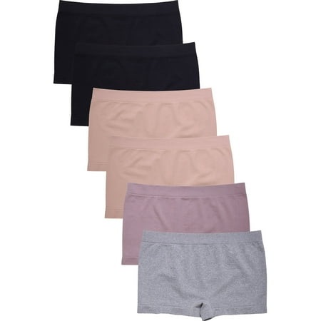 6 Packs of Sofra Women Seamless Boyshorts Classy Sexy Stretch Panty - Style#1