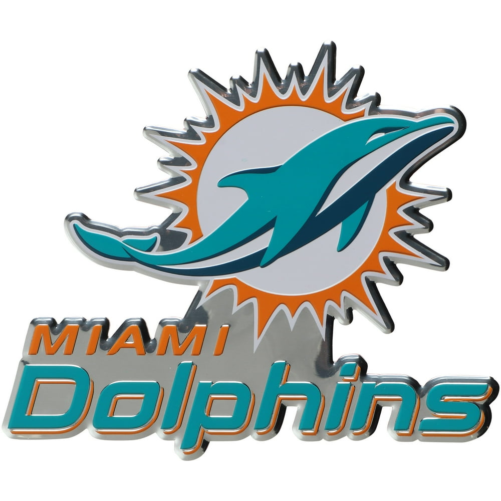 Miami Dolphins Embossed Color Emblem 2 Dolphin Logo - Walmart.com ...