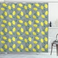 thumbnail image 1 of Lemons Shower Curtain, Monstera Deliciosa Leaves with Shaded Color Spread Lemons Figures Pattern, Fabric Bathroom Set with Hooks, 69W X 84L Inches Extra Long, Grey Yellow Green, by Ambesonne, 1 of 3