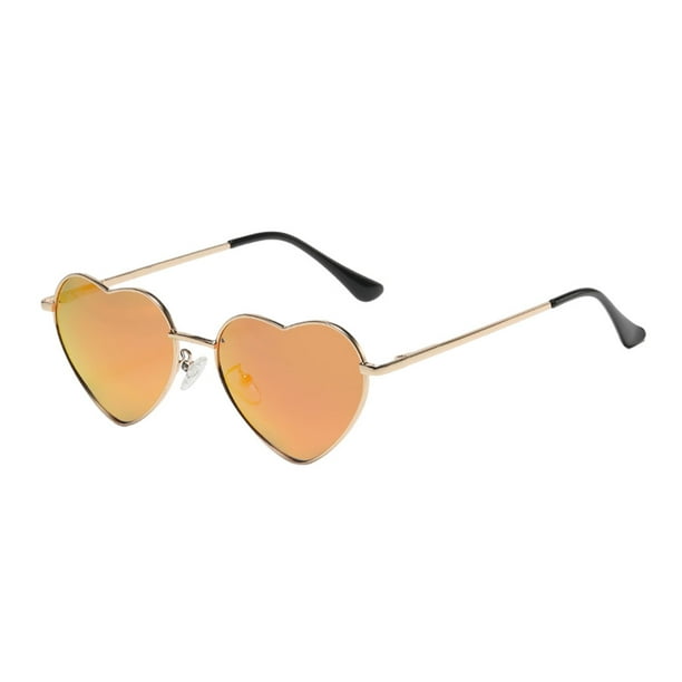 Sonducket Gafas de sol en forma de corazón Marco de metal dorado y lentes Tac para protección solar elegante Gafas de sol reflectantes rojas Type3 NO3