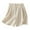 Beige, variant on Lenpel Bermuda Shorts for Women Elastic High Waisted Wide Leg Pleated Cotton Linen Shorts Casual Loose Shorts with Pockets